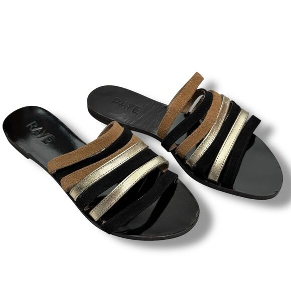 Raye Multi Strap Flat Slide Sandals Multicolor Leather Size EU 37 US 6.5 - Picture 2 of 9